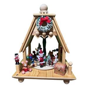 Christmas‎ Santa Claus Home Holiday Decoration Wood Pyramid Turntable
